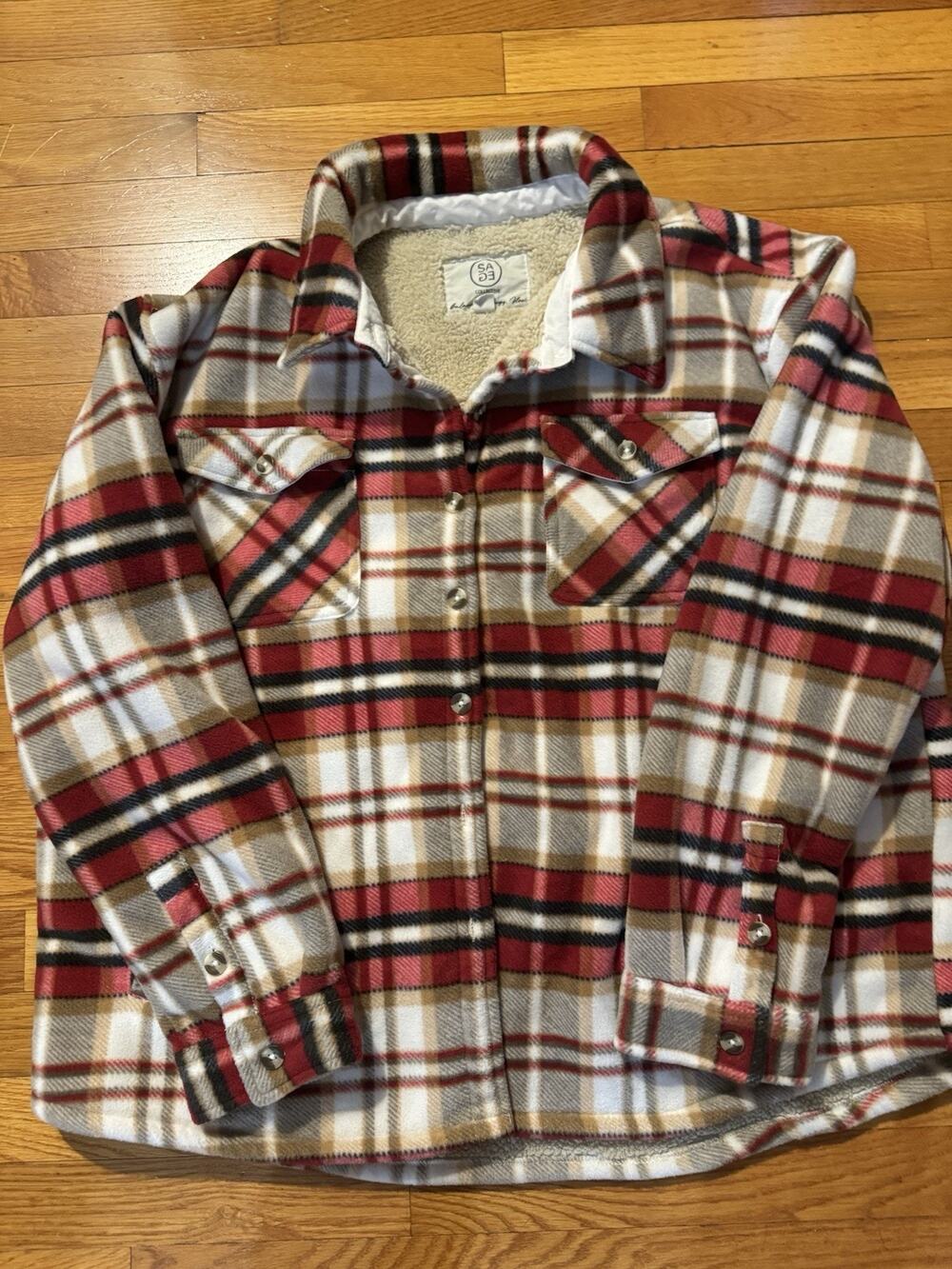 SAGE Collective Women’s Plaid Lined Button Front Shacket Jacket w/ Pockets 2XL